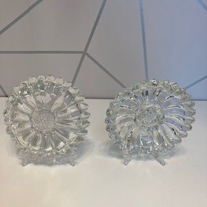 Vintage Hazel Atlas Daisy / Sunflower Taper Candle Holders